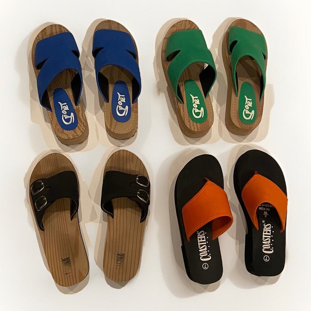 Women's Lot of 4 Wedge Sandals Assorted Brands, Size 7 - Sport, Coasters, Laguna